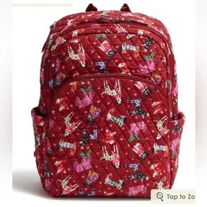 Vera Bradley Cotton Essential Large Backpack Holiday Hounds- NWT